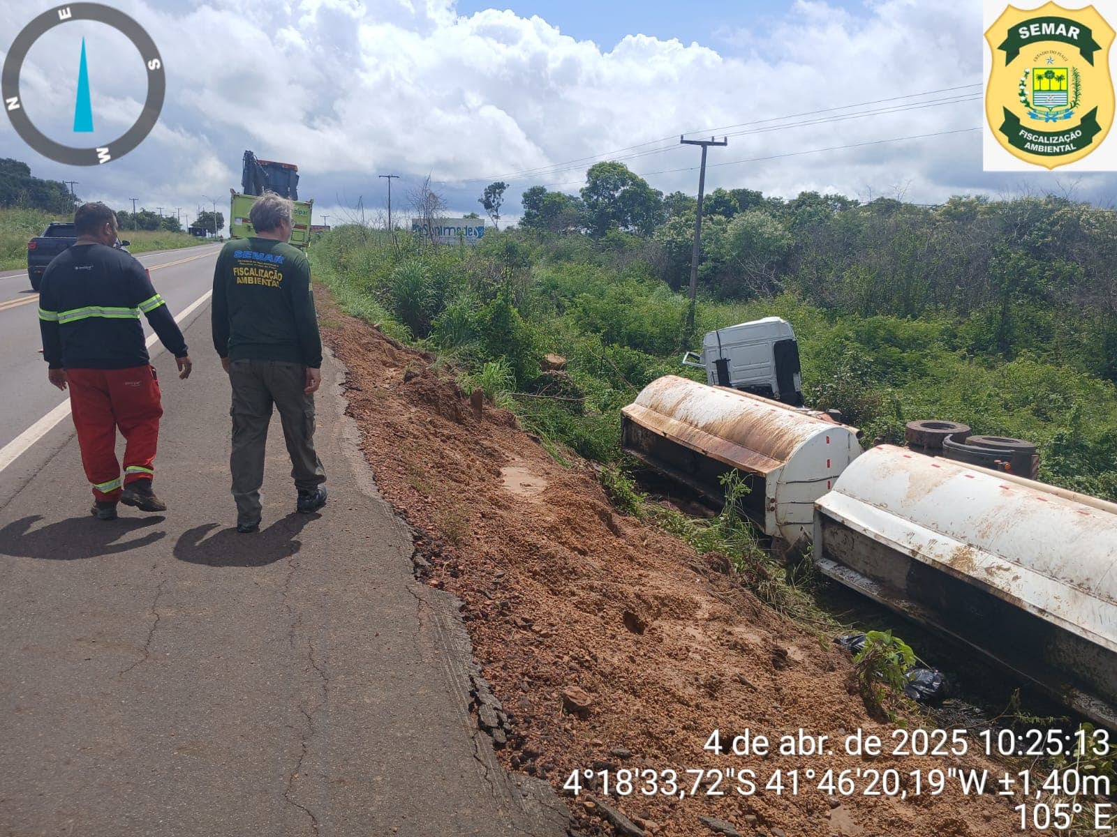 Semarh fiscaliza retirada de aproximadamente 200 toneladas de solo contaminado por produto químico na BR-343