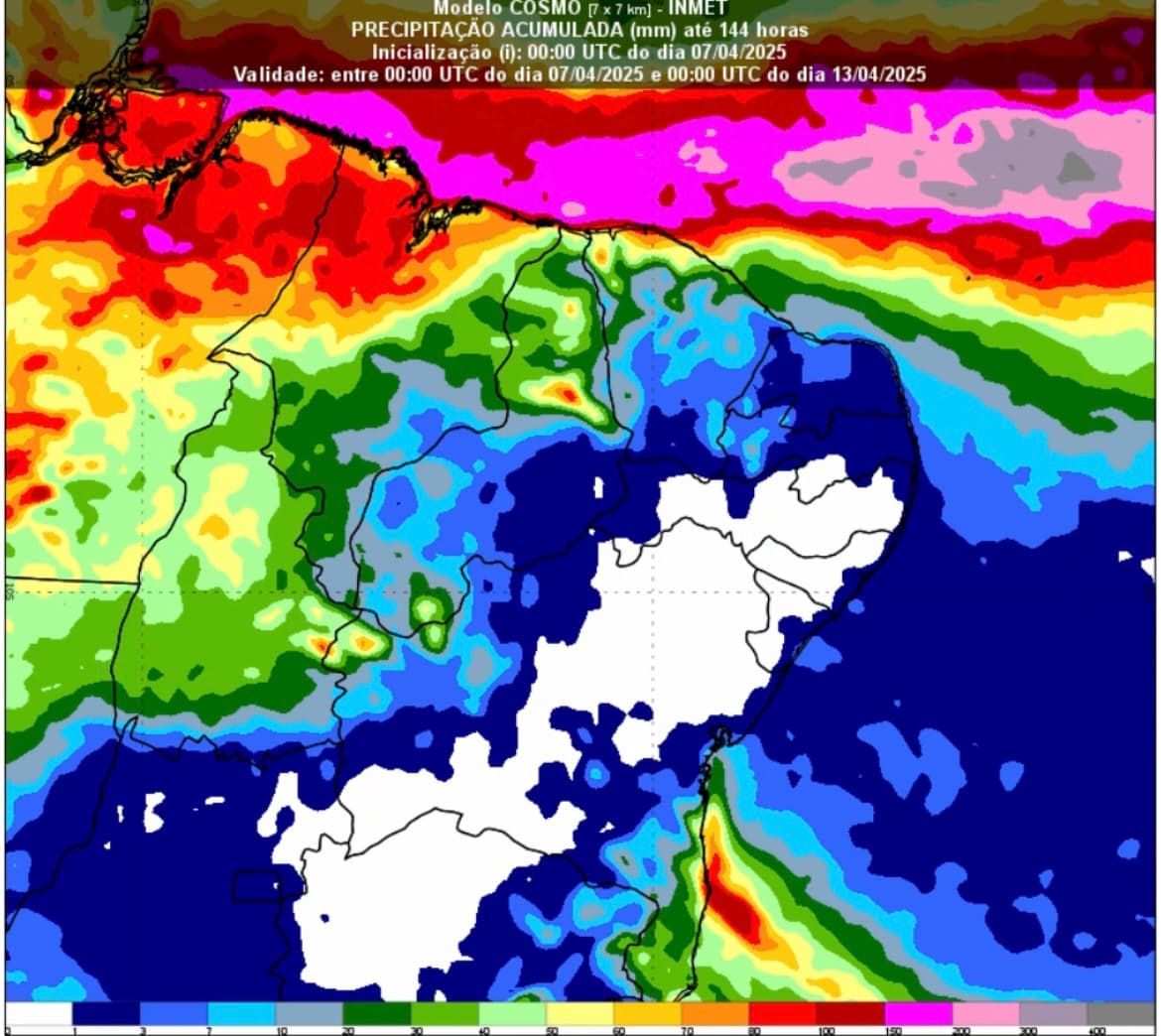 Previsão do tempo dia 13/04/2025