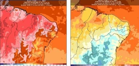 Temperatura máxima e mínima do dia 22/07