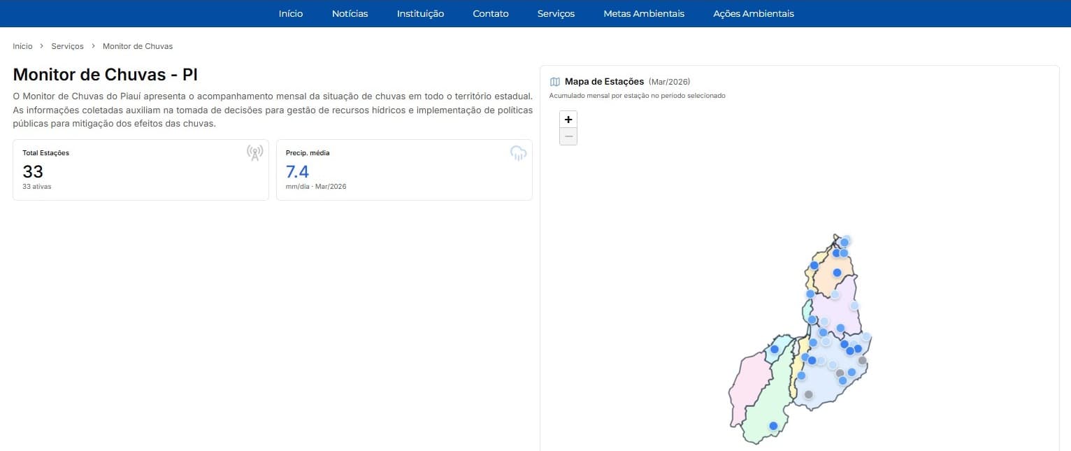 Semarh lança abas sobre monitoramento de chuvas e qualidade da água durante a Semana da Água
