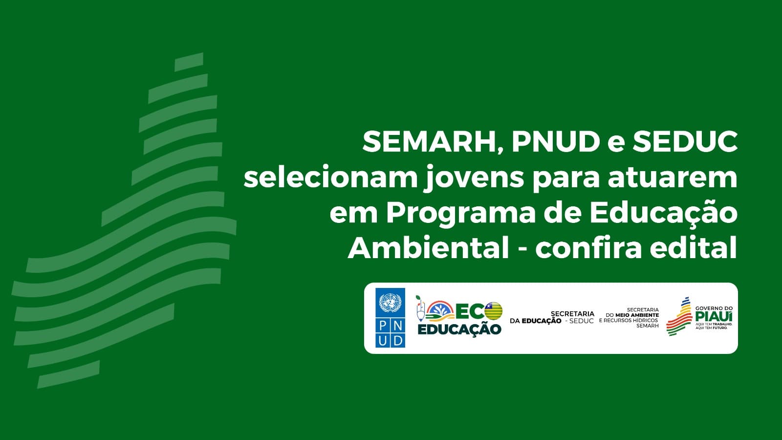 SEMARH, PNUD e SEDUC selecionam jovens para atuarem em programa de educação ambiental - confira edital
